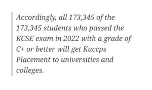KUCCPS Confirms Grade C+ Students to Join University 2023