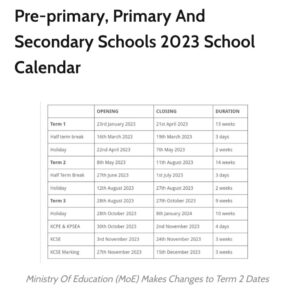 Updated 2023 School Calendar